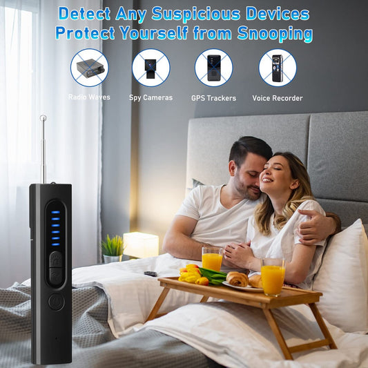 🔥 -50% ! ✨ Détecteur de Caméras Cachées – 6 Niveaux Sensibilité RF – Portée 10 m – Type-C – Protection Vie Privée Hôtel/Voiture/Cabine 📡