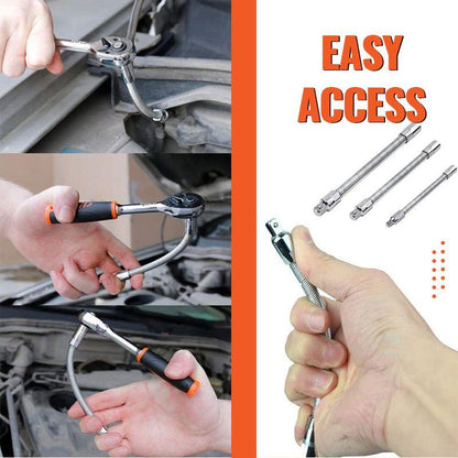 🔩⚙️ PROMO LIMITÉE 50% ! Barre d'Extension Flexible pour Clé à Cliquet – Chrome-Vanadium, 3 Tailles (1/4", 3/8", 1/2"), Accès Angles Difficiles, Verrouillage à Bille 🛠️