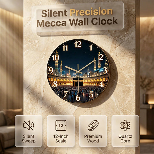 🕌 Horloge Murale Silencieuse – Bois & ABS – Mouvement Quartz Balayage for Décoration