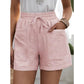 👖 PROMO LIMITÉE -50% ! ✨ Short Femme Taille Haute Élastiquée – Coton Lin 65%, 2 Poches Latérales, Cordon Réglable, 10 Couleurs · S–5XL · Casual 4 Saisons 🌸