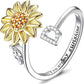 🌻 50% DE RÉDUCTION ! 💍 Bague Tournesol Toupie Initiale – Cuivre Plaqué Argent + Zircone – Ajustable & Anti-Anxiété for Femme