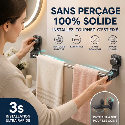 🚿 PROMO FLASH : 50% DE RÉDUCTION ! Porte-Serviettes à Ventouse Réglable – Installation Sans Perçage, Barre Extensible & Fixation Robuste for une Salle de Bain Organisée et Moderne ✨🛁