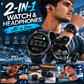 ⌚ -50% ! 🎧 Montre Connectée 2-en-1 avec Écouteurs TWS Intégrés – Écran HD 1,32″ & IP67 – Appels, Santé, Sports – Argent et Noir 🏃