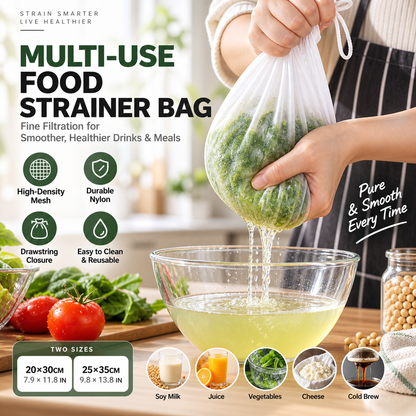 🥛 PROMO : 1 ACHETÉ, 1 OFFERT ! Sac Filtrant Alimentaire en Nylon – Maille Haute Densité, Fermeture à Cordon & Réutilisable for un Lait de Soja, Jus ou Vin Parfaitement Lisse Sans Résidus 🌿✨