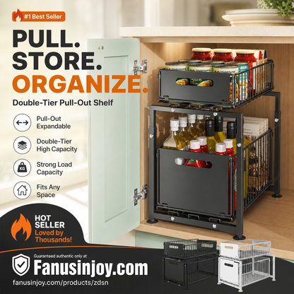 📦 PROMO FLASH : 50% DE RÉDUCTION ! Organisateur de Placard à Double Étagère Coulissante – 5 Réglages en Hauteur, Acier au Carbone & Sans Montage for un Rangement Optimal dans Toute la Maison ✨🏠