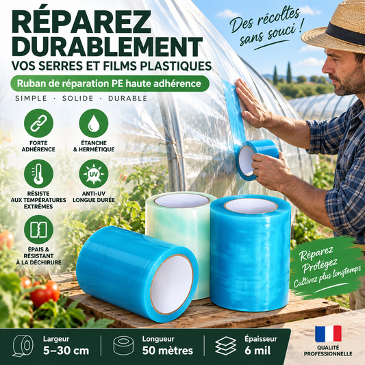 👍 PROMO FLASH : 50% DE RÉDUCTION ! Ruban de Réparation Étanche Haute Viscosité 50M – PE Renforcé & Résistance aux Températures for une Réparation Durable des Fuites 🌳✨