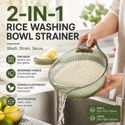 🍚 PROMO FLASH : 50% DE RÉDUCTION ! 💧 Bol à Laver le Riz à Double Fonction – Fine Maille & Poignée Ergonomique – Lavez et Égouttez Parfaitement Sans Perdre un Grain – Idéal pour Riz, Quinoa & Légumineuses 🥣