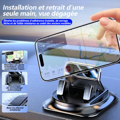🚗📱 PROMO FLASH -50% ! Support Téléphone Voiture – Rotation 360°, Ventouse Antidérapante, Compatible iPhone & Android, 2 Coloris (Noir/Orange) 🔄