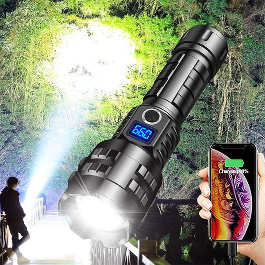🔦 -50% ! 💡 Lampe Torche LED Ultra-Puissante P90 – Aluminium Aérospatial – 90 000 Lumens & 7 Modes + Zoom – Rechargeable USB & Batterie 10 000 mAh – IPX6 🚨