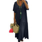 🌼✨ PROMO FLASH -52% ! Robe Longue Décontractée Femme – Décolleté V, Coton/Fibre Respirant, Coupe Ample Plissée, Style Bohème Plage Été · 4 Coloris · M à 4XL · -8% dès 2 articles 🌸