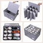 ⏳ -50% ! 🔍 Organisateur de Chaussures avec Séparateurs Réglables – Tissu Oxford – 45 L – 16 Compartiments – Couvercle Transparent – Gris/Noir 👟