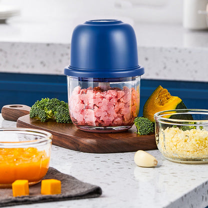 🔥SOLDE FLASH -50%🔥 Hachoir Électrique Multifonction Mini Sans Fil – 4 Lames Inox, USB Rechargeable, pour Légumes, Viande, Ail, Nourriture Bébé