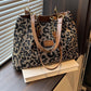 👜🐆 PROMO FLASH 50% ! Sac Fourre-Tout Grande Capacité 35L – Imprimé Léopard, Cuir PU, Polyester, Style Moderne & Polyvalent ✨