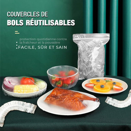 💥 50% DE RÉDUCTION ! 🥗 Sacs de Conservation Fraîcheur – PEHD/PEBD – 100 PCS Réutilisables & Élastiques for Cuisine & Pique-Nique
