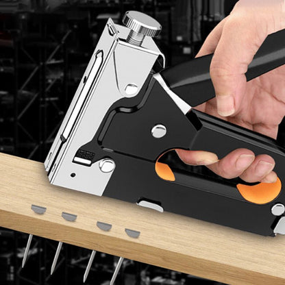 🔨✨ PROMO FLASH 50% ! Pistolet à Clous et Agrafes 3-en-1 pour Bois – Manuel, Impact par Rebond, Acier Allié, 2 Coloris, Idéal Bricolage & Menuiserie