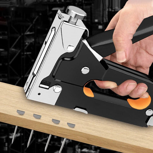 🔨✨ PROMO FLASH 50% ! Pistolet à Clous et Agrafes 3-en-1 pour Bois – Manuel, Impact par Rebond, Acier Allié, 2 Coloris, Idéal Bricolage & Menuiserie