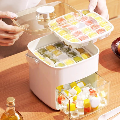 🧊 PROMO LIMITÉE -50% ! 🔥 Bac à Glaçons Double Niveau avec Couvercle – PP Alimentaire, 24×2 Glaçons, Empilable, -20°C à 60°C · Vert & Blanc · Cocktails, Café & Plus ❄️🍹