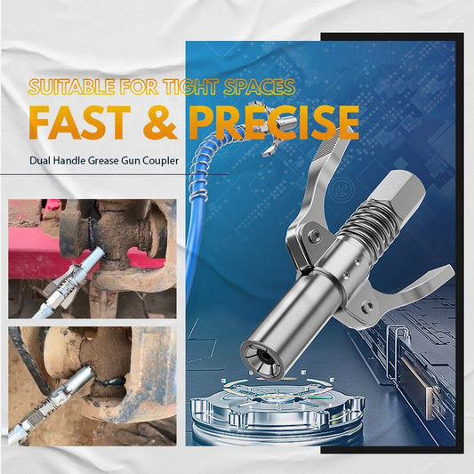 ⚙️🔧 PROMO FLASH 50% ! Coupleur de Graisseur à Double Poignée Haute Pression – Compatible Tous Pistolets, Joint Anti-Fuite, Robuste, 3 Configurations, Parfait Atelier & Garage 🚗
