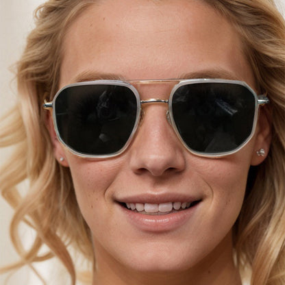 ✨ VENTE FLASH -50% ! 🕶️ Lunettes Soleil Polarisées Double Pont Géométrique – UV400, TR90 Légères, Style Rétro Audacieux · Or, Café, Vert, Gris & Bleu 💥 5PCS à 9.99€/pièce