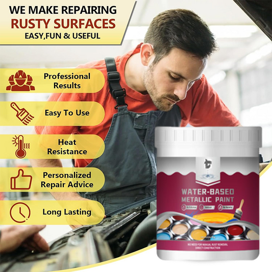 🔥⚒️ PROMO FLASH 50% ! Peinture Métallique Convertisseur de Rouille 500g – 6 Couleurs, S'applique Directement, Séchage Rapide, Brosse Inclue ✨