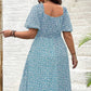 👗🌸 PROMO FLASH 50% ! Robe Longue Grande Taille Bohème – Imprimé Fleuri, Fente Latérale, Manches Courtes, Tissu Léger, 6 Couleurs, Taille L-4XL, Parfaite pour l'Été & Vacances ✨