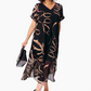🌟✨ PROMO -50% ! Robe Midi Fluide Décolleté V Profond – Double Couche Premium, Tissu Respirant Anti-Plis, Fente Latérale, Nœud Réglable · Noir · S à 5XL · Brunch Vacances Soirée 🎁