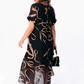 🌟✨ PROMO -50% ! Robe Midi Fluide Décolleté V Profond – Double Couche Premium, Tissu Respirant Anti-Plis, Fente Latérale, Nœud Réglable · Noir · S à 5XL · Brunch Vacances Soirée 🎁