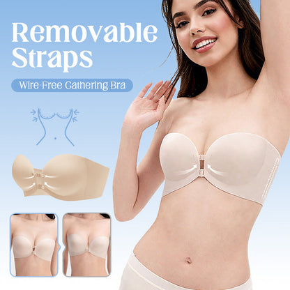 👙 50% DE RÉDUCTION ! ✨ Soutien-Gorge Fronceur Sans Armatures à Bretelles Amovibles – Liberté Polyvalente, Maintien Flatteur & Tissu Ultra-Doux – Idéal pour le Quotidien, le Sport et les Tenues Spéciales 🌸