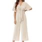 👗💫 PROMO LIMITÉE 50% ! Combinaison Femme Col V & Ceinture Nouée – Coupe Large, Tissu Doux & Respirant, 6 Couleurs, Style Polyvalent Élégant ✨