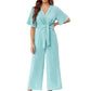 👗💫 PROMO LIMITÉE 50% ! Combinaison Femme Col V & Ceinture Nouée – Coupe Large, Tissu Doux & Respirant, 6 Couleurs, Style Polyvalent Élégant ✨