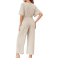 👗💫 PROMO LIMITÉE 50% ! Combinaison Femme Col V & Ceinture Nouée – Coupe Large, Tissu Doux & Respirant, 6 Couleurs, Style Polyvalent Élégant ✨