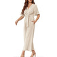 👗💫 PROMO LIMITÉE 50% ! Combinaison Femme Col V & Ceinture Nouée – Coupe Large, Tissu Doux & Respirant, 6 Couleurs, Style Polyvalent Élégant ✨