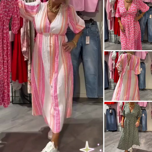 ⏰🎀Women's V-Neck Printed Dress