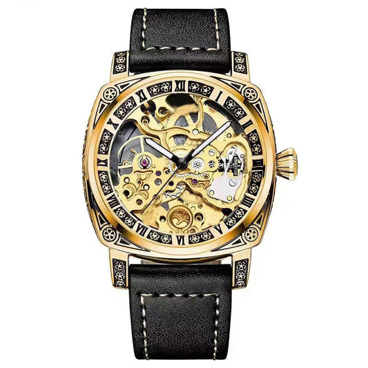 ⌚✨ PROMO FLASH 50% ! Montre Mécanique Homme Multifonction Squelette – Gravure Totem, Verre Minéral, Mouvement Automatique, Style Rétro & Industriel 🎩