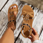 👡🌬️ PROMO FLASH 50% ! Sandales Plates Femme Respirantes – Bout Rond, Détails Floraux Métalliques, Bride Cheville Réglable, Semelle Douce, Parfaites pour l'Été & le Quotidien 🌸