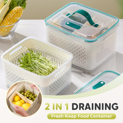 💎 -50% SUR LE CONTENEUR FRAÎCHEUR 2-EN-1 ! 💎 Lavez, Égouttez & Conservez Plus Longtemps – PP + Silicone – Joint Hermétique & Résistance -20°C à 120°C pour Réfrigérateur & Micro-Ondes ✨