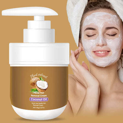 🎁🥥 PROMO SPÉCIALE 2+1 GRATUIT ! Crème Dépilatoire Visage Noix de Coco & Aloe Vera – 100g, Douce, Efficace, Épilation & Soin de la Peau ✨