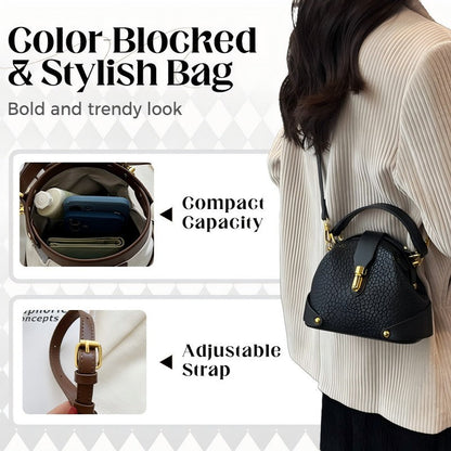👜✨ PROMO FLASH 50% ! Sac Femme Color Block Élégant – Design Audacieux, Quincaillerie Métallique, Sangle Réglable, 6 Couleurs/Imprimés, Compact & Pratique 💼