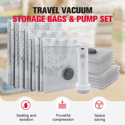 🧳 PROMO FLASH : 50% DE RÉDUCTION ! Sacs de Rangement Sous Vide avec Pompe Électrique – Gain d'Espace 80%, Protection Anti-Humidité & Matériau PA+PE Résistant for Voyages, Vêtements et Literie Bien Organisés ✨🛏️