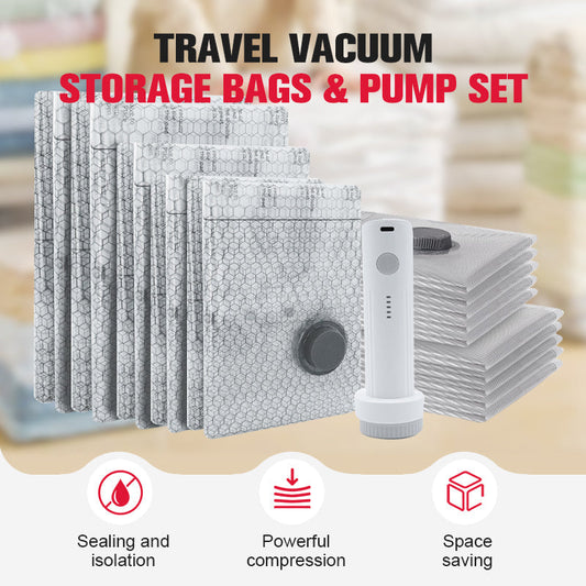 🧳 PROMO FLASH : 50% DE RÉDUCTION ! Sacs de Rangement Sous Vide avec Pompe Électrique – Gain d'Espace 80%, Protection Anti-Humidité & Matériau PA+PE Résistant for Voyages, Vêtements et Literie Bien Organisés ✨🛏️