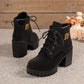 🔥【35-42】👢2025 Nouveauté pour cet automne : bottines à talons épais et semelles compensées – modèle rétro à lacets pour femmes