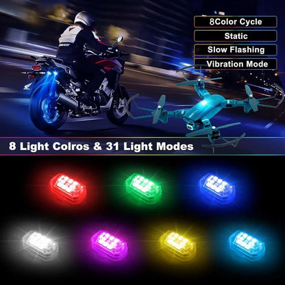🚗 -50% ! 💡 Lampes LED Sans Fil 8 Couleurs avec Télécommande – 90 mAh & Étanche – Feux Stroboscopiques pour Voiture, Drone, Moto & Camping 🎮