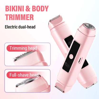 ✂️🌸 PROMO FLASH 50% ! Tondeuse Électrique 2 en 1 – Double Tête (Taille & Rasage), Douce pour Peaux Sensibles, LCD, Étanche, Parfaite pour Maillot & Corps ✨