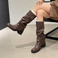 👢 -50% ! ✨ Bottes Longues Décontractées et Élégantes pour Femmes – Microfibre & Caoutchouc – Talon Bloc Stable & Design Facile à Enfiler pour Automne/Hiver 🍂