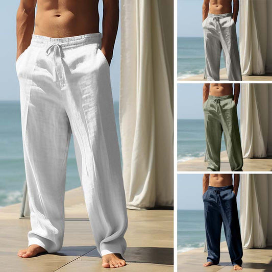 👖🌟 PROMO FLASH 50% ! Pantalon Homme Décontracté en Mélange Lin – Coupe Droite, Cordon de Serrage, Poches Renforcées, 5 Couleurs, Lavable Machine, Parfait pour l'Été & Quotidien 🍃