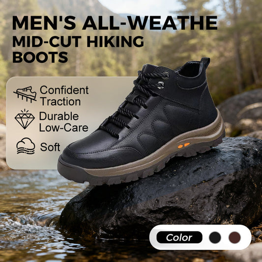 Men's all-weather mid-top sports leather shoes