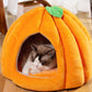✨ -50% ! 🐾 Lit Semi-Fermé Chaud et Douillet pour Animaux – Tissu Mélangé – Intérieur Peluche Épaisse – Base Anti-Humidité – Tailles S–L – Orange/Bleu/Gris 🐱🐶