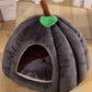 ✨ -50% ! 🐾 Lit Semi-Fermé Chaud et Douillet pour Animaux – Tissu Mélangé – Intérieur Peluche Épaisse – Base Anti-Humidité – Tailles S–L – Orange/Bleu/Gris 🐱🐶
