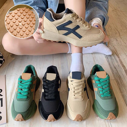 👟🌟 PROMO LIMITÉE 50% ! Sneakers Femme à Semelle Épaisse – Design Tendances, Confort Optimal, Matériau PU, 3 Couleurs, 6 Pointures, Parfaites pour le Quotidien & le Style Urbain ✨
