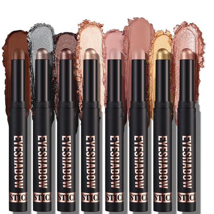 🎅✨ DERNIER JOUR - 22,99€ POUR 8 PIÈCES ! Bâton Fard à Paupières Pailleté 8 Couleurs – 2-en-1 Ombre & Enlumineur, Imperméable, Crémeux, Idéal Débutantes 💄